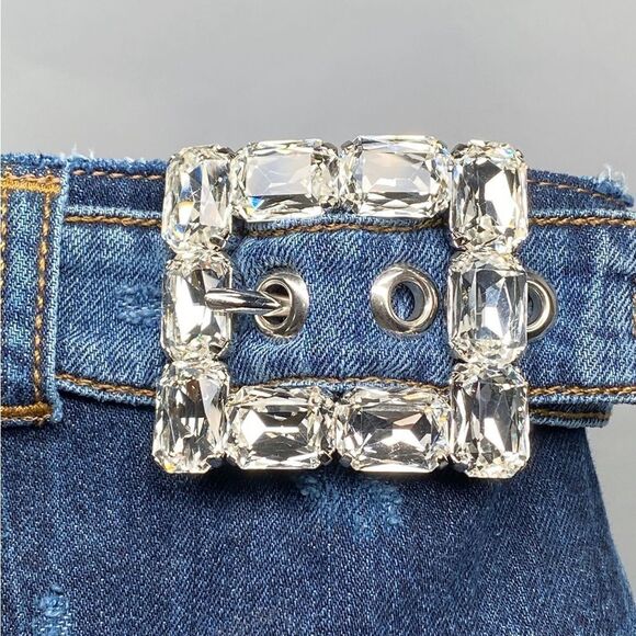 DOLCE & GABBANA Patchwork denim ankle boots with rhinestone buckle - Picture 10 of 16